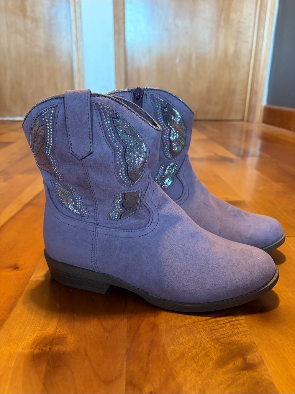 Madden Girls' Lavender Suede Western Ankle Boots Size 5